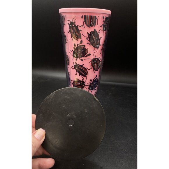 STARBUCKS Pink Beetle Bug Roach Mermaid Siren Logo Cold Cup Tumbler No Straw - Picture 7 of 8